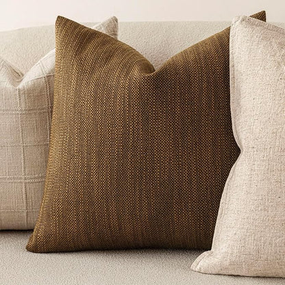Foindtower Set of 2 Decorative Textured Burlap Linen Throw Pillow Covers - Image 4