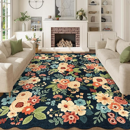 DUKINO 8x10 Area Rug, Floral Washable Rugs - Image 3
