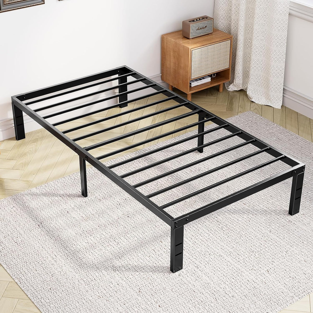 olixis 14in twin metal bed frame, sturdy support, main product view