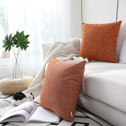 Kevin Textile Fall Pillow Covers Faux Linen Square 2 Tone Woven Autumn Throw - Image 4