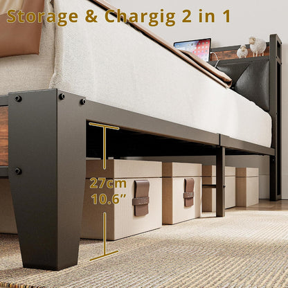 anctor twin xl bed frames, storage headboard with, side view