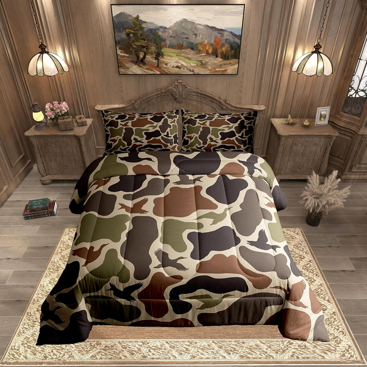 erosebridal green camo comforter set full duck huner, main product view