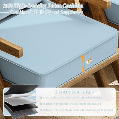Outdoor Seat Cushion Set 22 L × 22 W × 4 H Inch Waterproof & Fade Resistant - Image 3