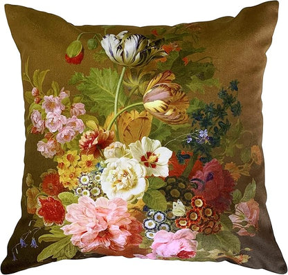 Elegant Velvet Floral Throw Pillow Cover Double Sides Handmake Flower by whooplaArt