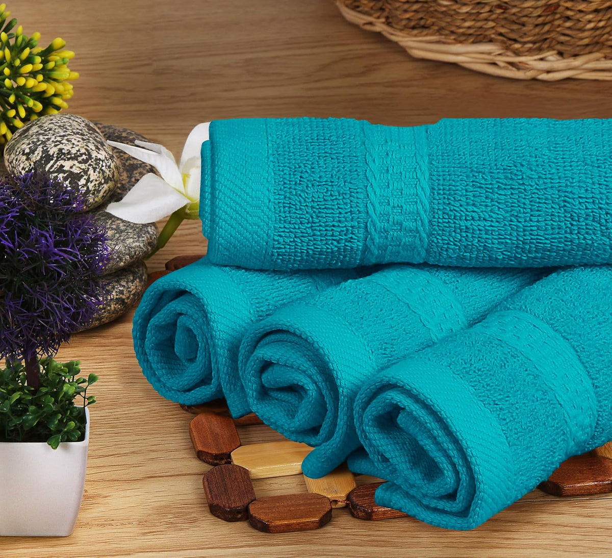 utopia towels 8 piece majestic plush luxury towel on a desk or shelf