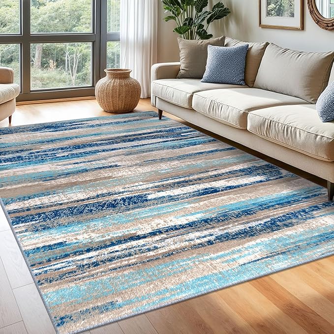 Modern Abstract 6x9 Machine Washable Living Room Rug Non-Slip Soft Bedroom Area by lansny
