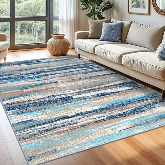 Modern Abstract 6x9 Machine Washable Living Room Rug Non-Slip Soft Bedroom Area by lansny