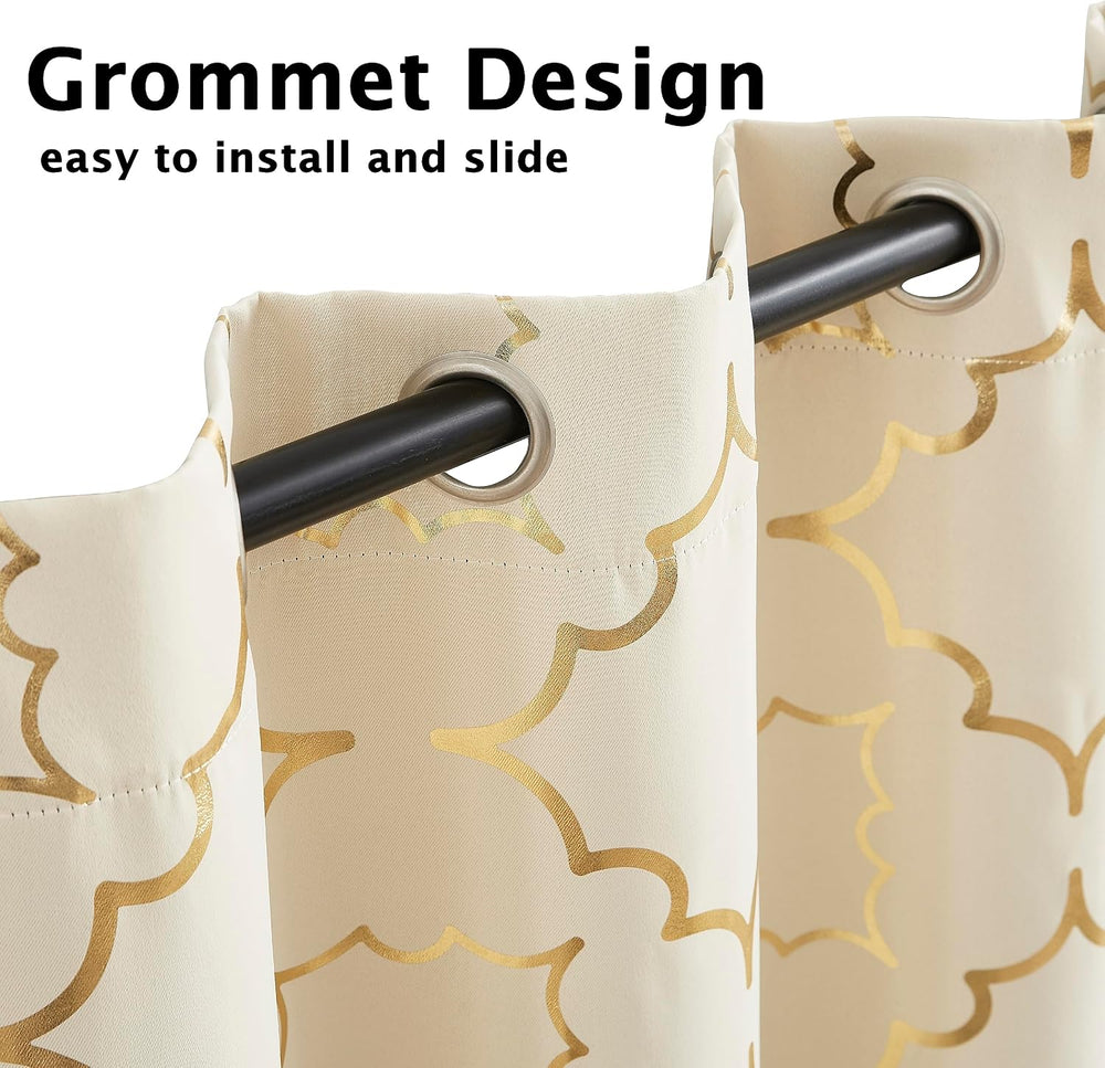 Purainbow Beige Blackout Curtains 84 Inch Long for Bedroom Grommet 2 Panels