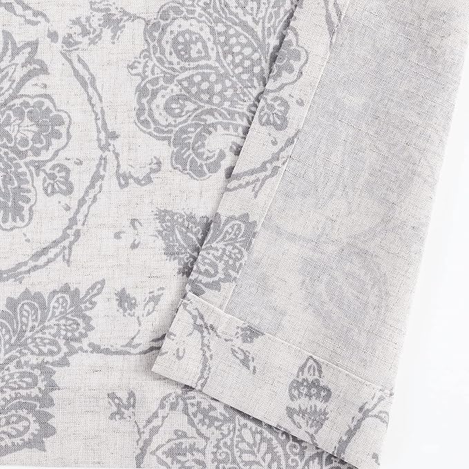 jinchan Kitchen Curtains Paisley Scroll Print Linen Small Window Tier Curtains - Image 5