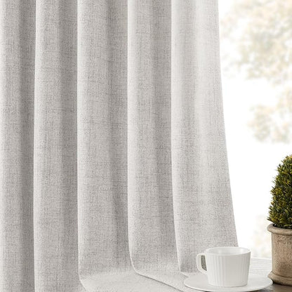 CUCRAF Linen 100% Blackout Curtains 90 Inch Length 2 Panels Set, Back Tab and - Image 7