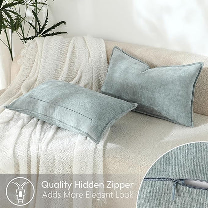 Stellhome Set of 2 Super Soft Textured Decorative Pillow Covers Lumbar Chenille - Image 4