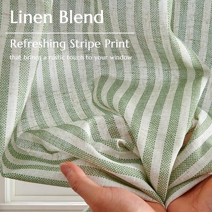 jinchan Linen Kitchen Curtains 36 Inch Length Striped Tier Curtains Ticking - Image 6