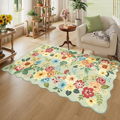 DUKINO 3x5 Area Rug, Floral Non-Slip Indoor Washable Rug - Image 2