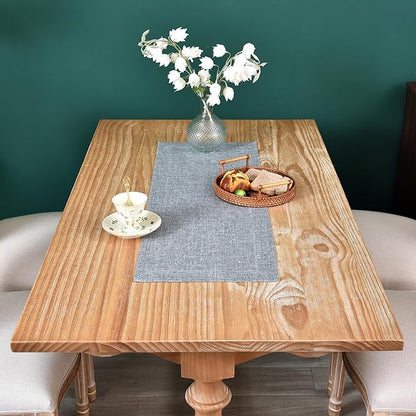 NEWISHER Farmhouse Rustic Table Runner Solid Grey Rectangular Table Runners - Image 3