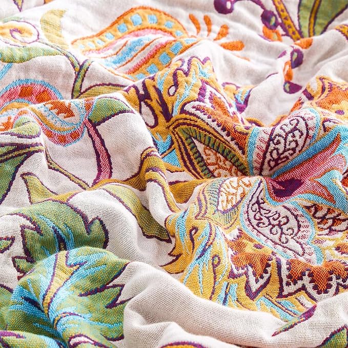 Boho Throw Blanket for Bed, 100% Cotton Soft Rustic Quilt Fall Blanket - Image 5