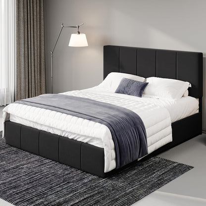 allewie queen size dutch velvet upholstered platform bed, main product view