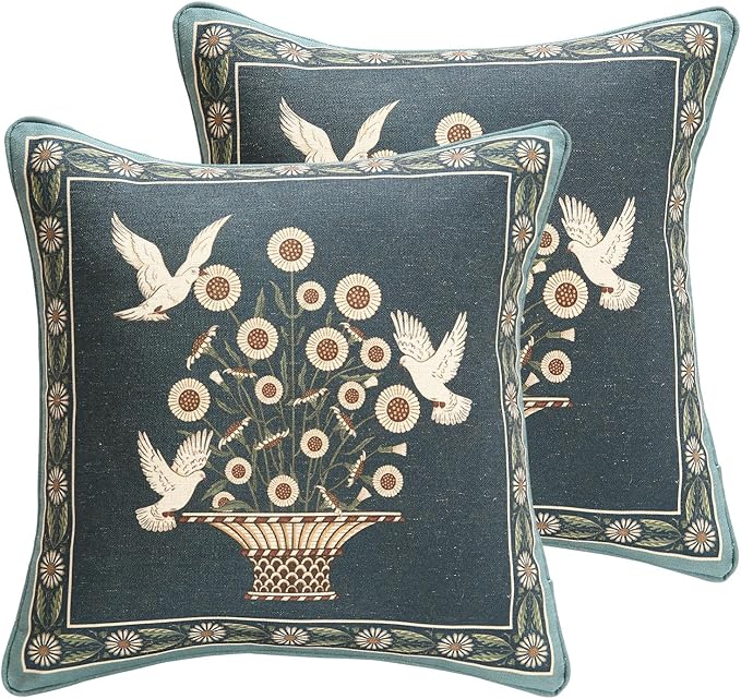 Green Throw Pillow Covers Set of 2, French Farmhouse by bilingaier