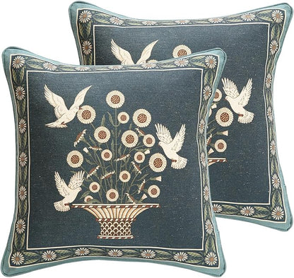 Green Throw Pillow Covers Set of 2, French Farmhouse by bilingaier