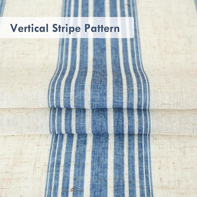 DriftAway Farmhouse Vertical Striped Linen Blend Textured Light Filtering Semi - Image 3