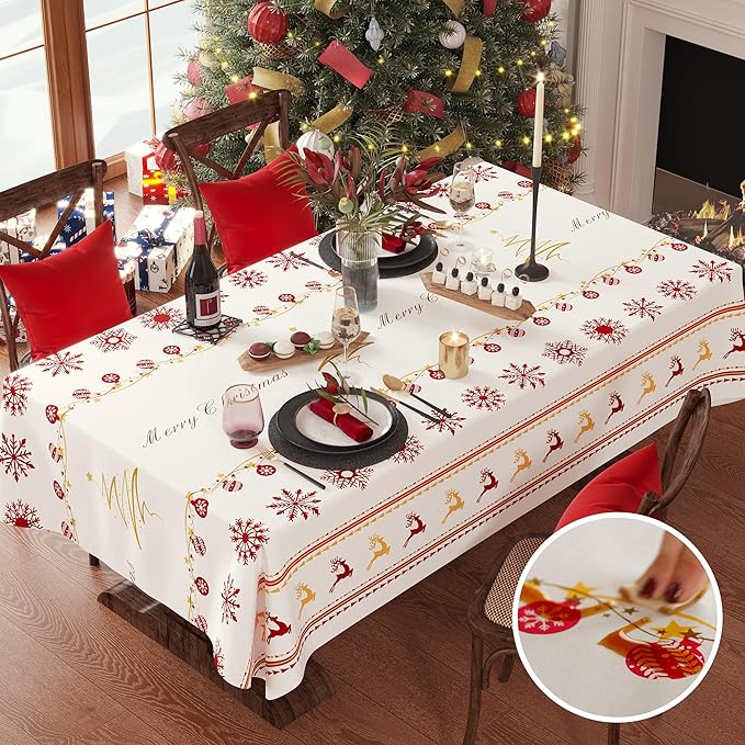 Christmas Rectangle Table Cloth, 100% Waterproof Tablecloth, Christmas - Image 7