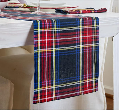Solino Home Linen Stewart Plaid Table Runner 156 Inches Long - Image 2