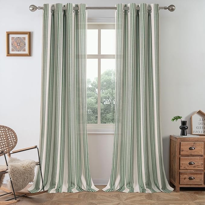 DriftAway Farmhouse Vertical Striped Linen Blend Textured Light Filtering Semi by DriftAway