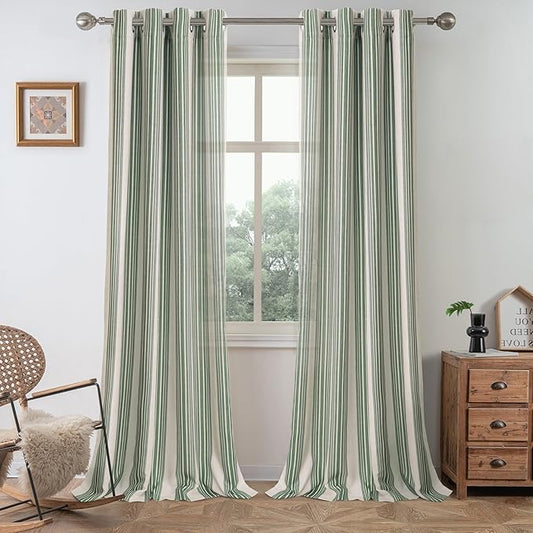 DriftAway Farmhouse Vertical Striped Linen Blend Textured Light Filtering Semi by DriftAway