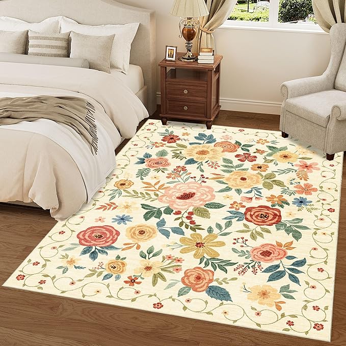 DUKINO 9x12 Area Rug, Floral Rugs - Image 2