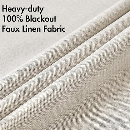 MIULEE Linen Curtains for Bedroom 100% Blackout Thermal Insulated Birch Grommet - Image 5
