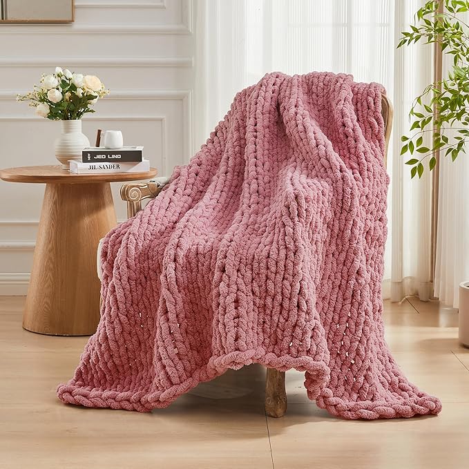 Carriediosa Chunky Knit Throw Blanket 50" X 60", 100% Hand Made Large Chenille - Image 8