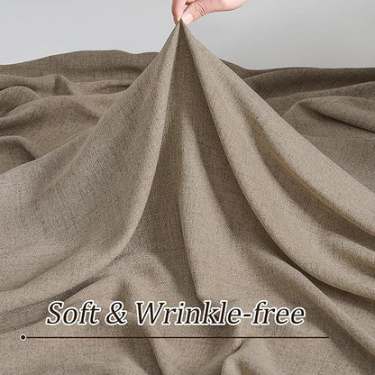 RAIN CITY Khaki Sheer Curtains for Living Room, Linen Burlap Light Filtering - Image 7