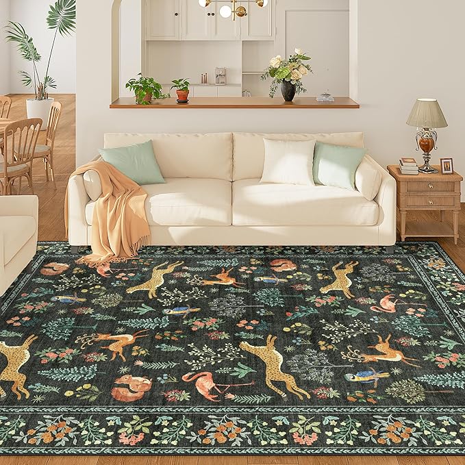 DUKINO 5x7 Rug, Washable Animal Living Room Rug - Image 2