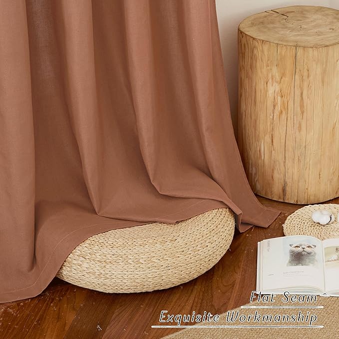 NICETOWN Caramel Short Linen Curtains - Image 3
