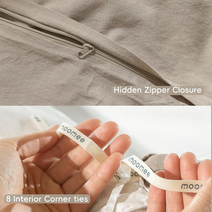 moomee duvet cover set 100% washed cotton linen, package contents