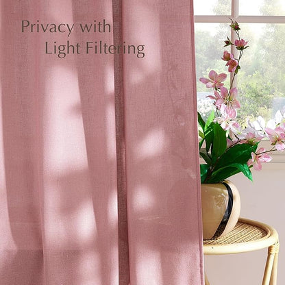 NICETOWN Thick Linen Pink Curtains - Image 3