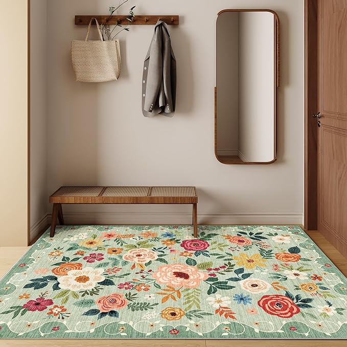 DUKINO 4x6 Area Rug, Floral Rugs - Image 2
