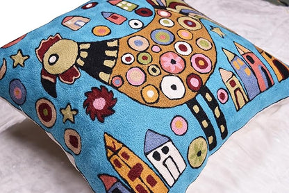 Turquoise Rooster Accent Pillow Cover Bird Cockerel Decorative Pillowcase Karla - Image 3