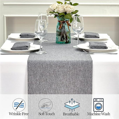 Mebakuk Linen Farmhouse Table Runner Large Burlap Style Soft and Waterproof - Image 4