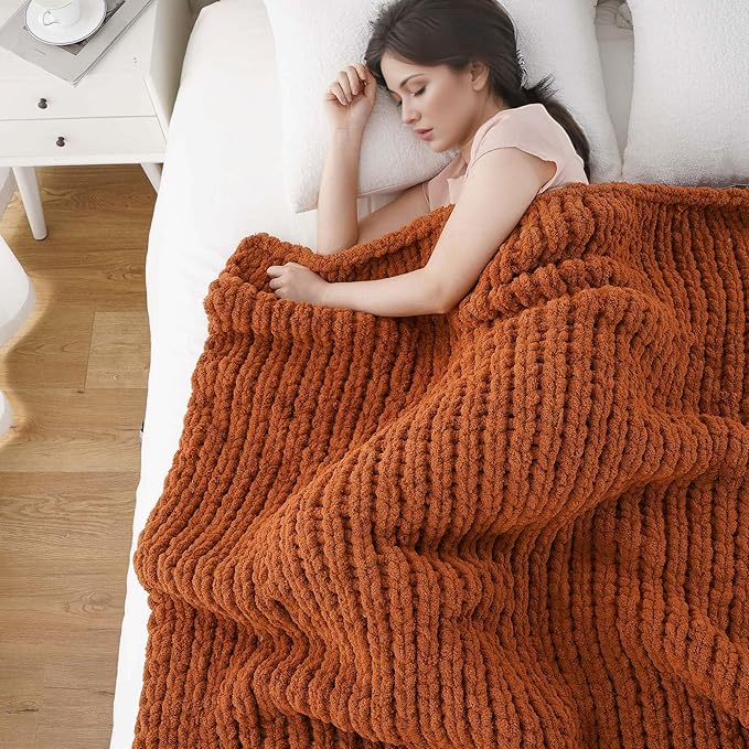 Battilo Fall Chunky Knit Throw Blanket, Soft and Thick Chenille Throw Blanket - Image 6