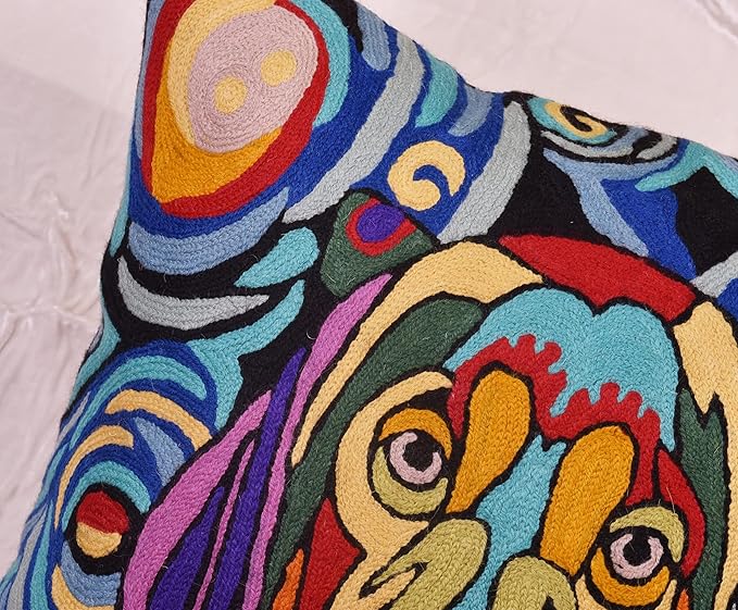 Picasso Dog Pillow Cover | Starry Night & Abstract Dogs Accent Pillows | Hand - Image 8