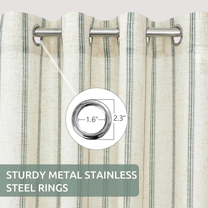 DriftAway Farmhouse Vertical Striped Linen Blend Textured Light Filtering Semi - Image 3