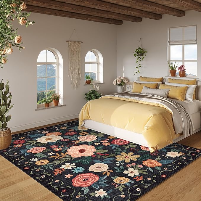 DUKINO 6x9 Area Rug, Floral Rugs - Image 3