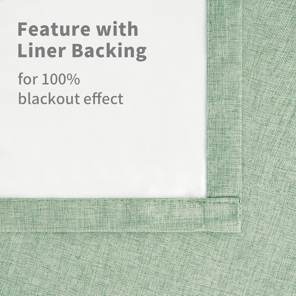 YoungsTex Light Sage Green Linen Blackout Curtains 63 Inch Long 2 Panels