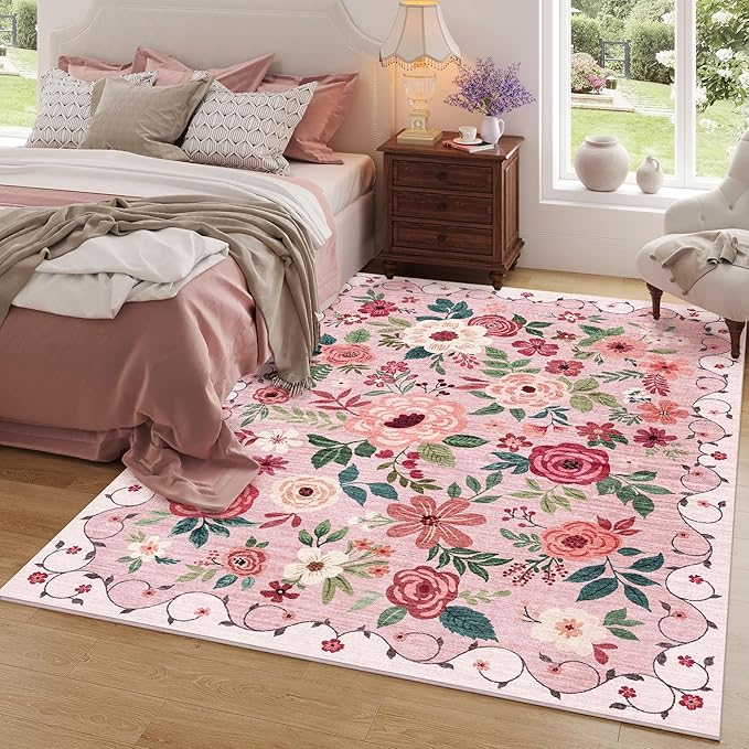 DUKINO 5x7 Area Rug, Nursery Floral Rugs - Image 9
