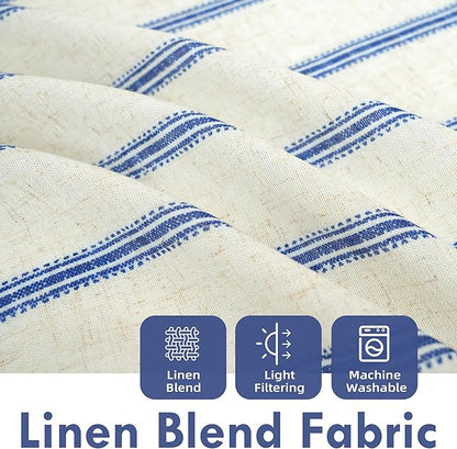 DriftAway Farmhouse Vertical Striped Linen Blend Textured Light Filtering Semi - Image 2