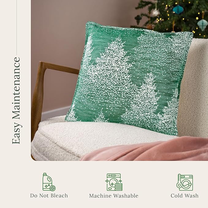 SanVia Moss & Snow Premium Cotton Throw Pillow Covers, 20 x 20 Inches, Luxury - Image 7