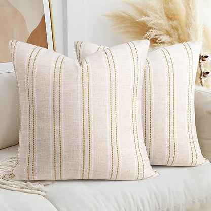 AELS 26x26 Decorative Farmhouse Linen Throw Pillow Covers, Boho Textured Pillow by AELS