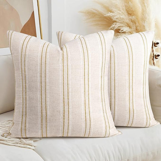 AELS 26x26 Decorative Farmhouse Linen Throw Pillow Covers, Boho Textured Pillow by AELS