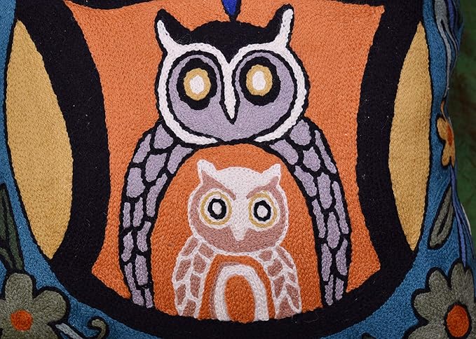 Nestling Owl Pillow Cover | Colorful Owls Pillows | Modern Owl Cushion | Owl - Image 3