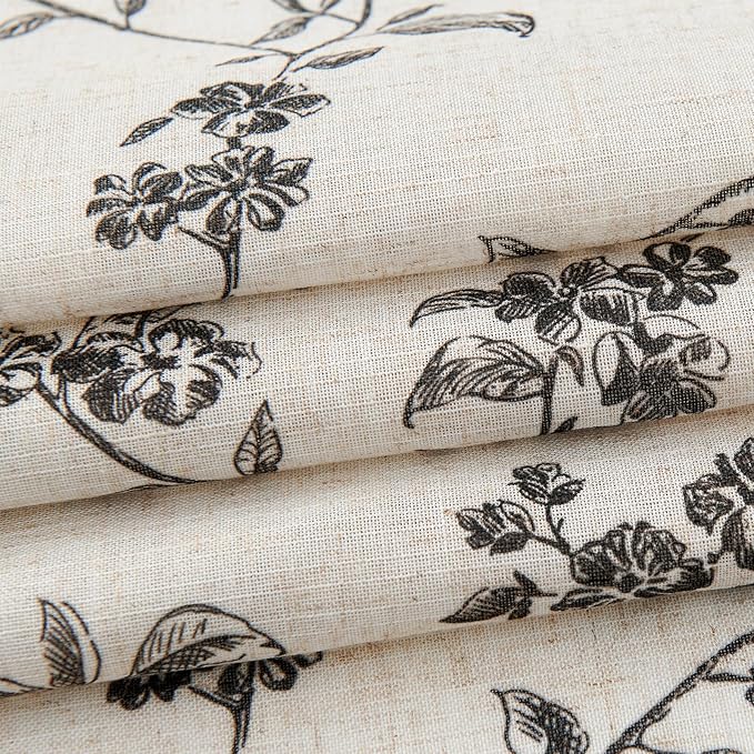 jinchan Floral Kitchen Curtains 54 Inch Linen Tier Curtains Farmhouse Cafe Half - Image 5
